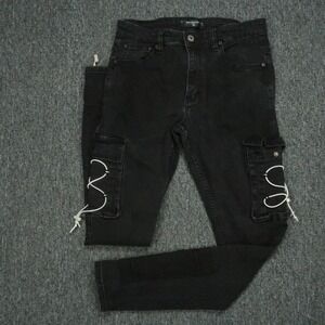 Serenade Jeans Men 34x34 Black‎ Cybercloud Cargo Denim Grunge Punk Slim
